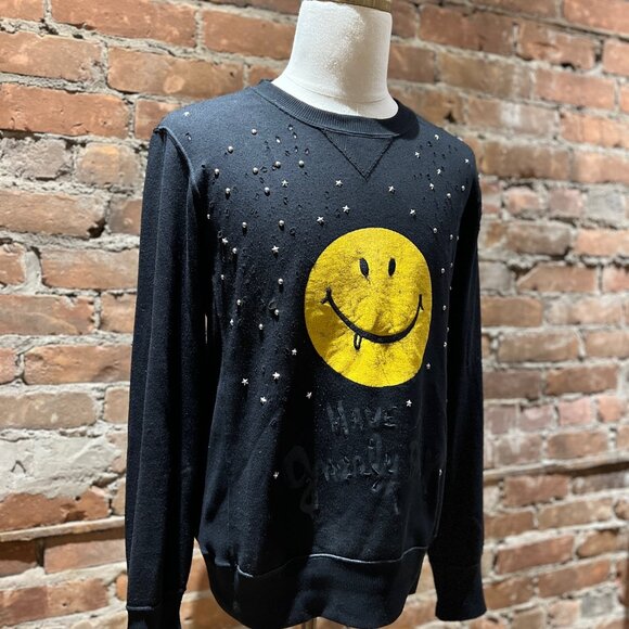 Coach 1941 Embellished “Have a Groovy Day” Smiley Sweater - Picture 2 of 11
